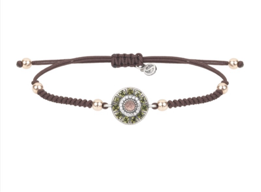 Pulsera de plata, turmalina rosa y nylon