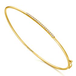 pulsera oro amarillo rigida y barra diamantes