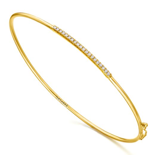 pulsera oro amarillo rigida y barra diamantes