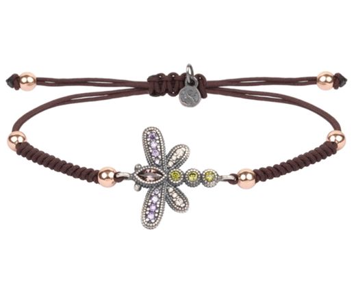 Pulsera plata, circonitas y nailon