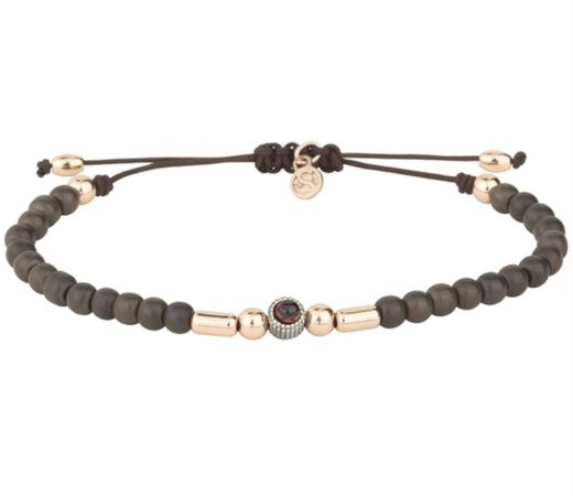 Pulsera plata, granate, hematites y nailon