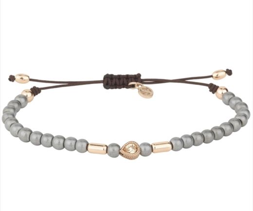 Pulsera plata, hematites y nailon