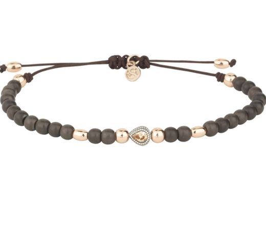 Pulsera plata, hematites y nailon