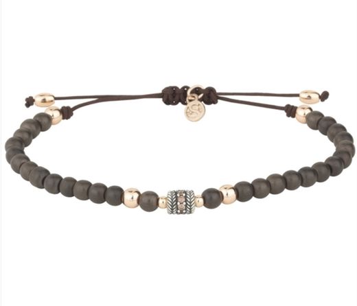 Pulsera plata, hematites y nailon