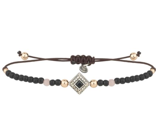 Pulsera plata, onix y nailon