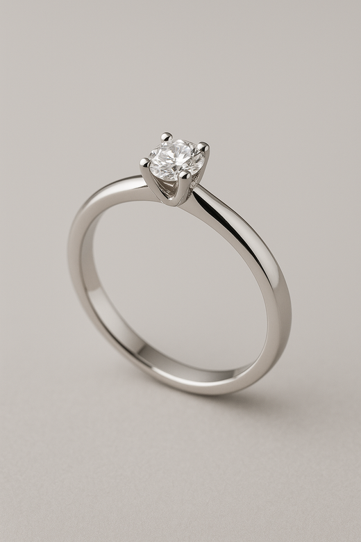 Solitario de 4 grapas con diamante de 0,10quilates